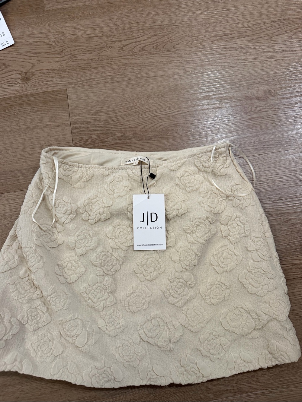 J|D Collection Cream Floral Textured Mini Skirt